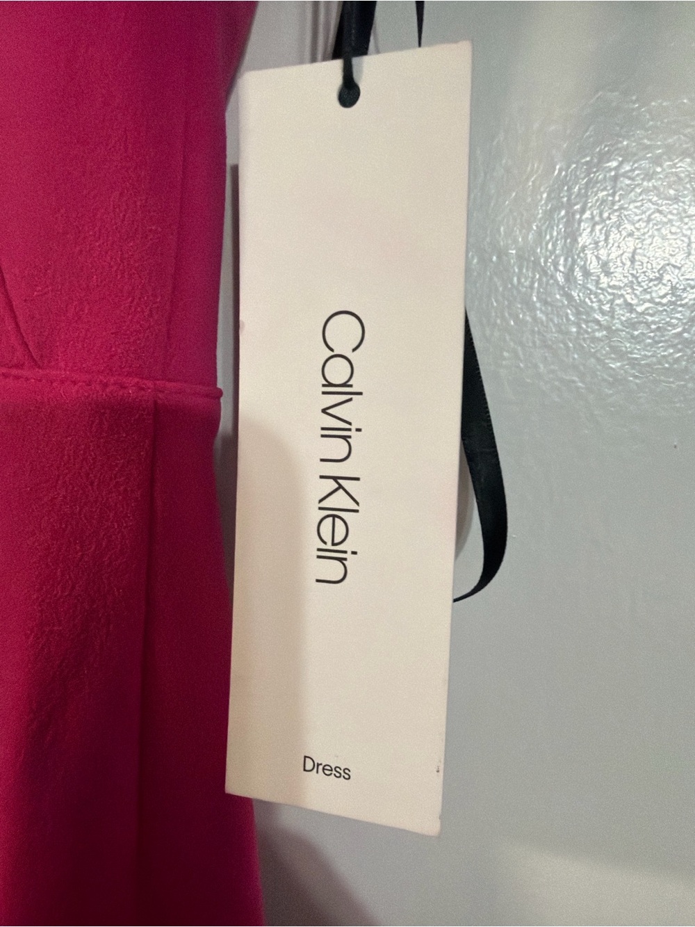 Calvin Klein Hot Pink Midi Sheath Dress with Gold Ring Zip - Picture 6 of 8